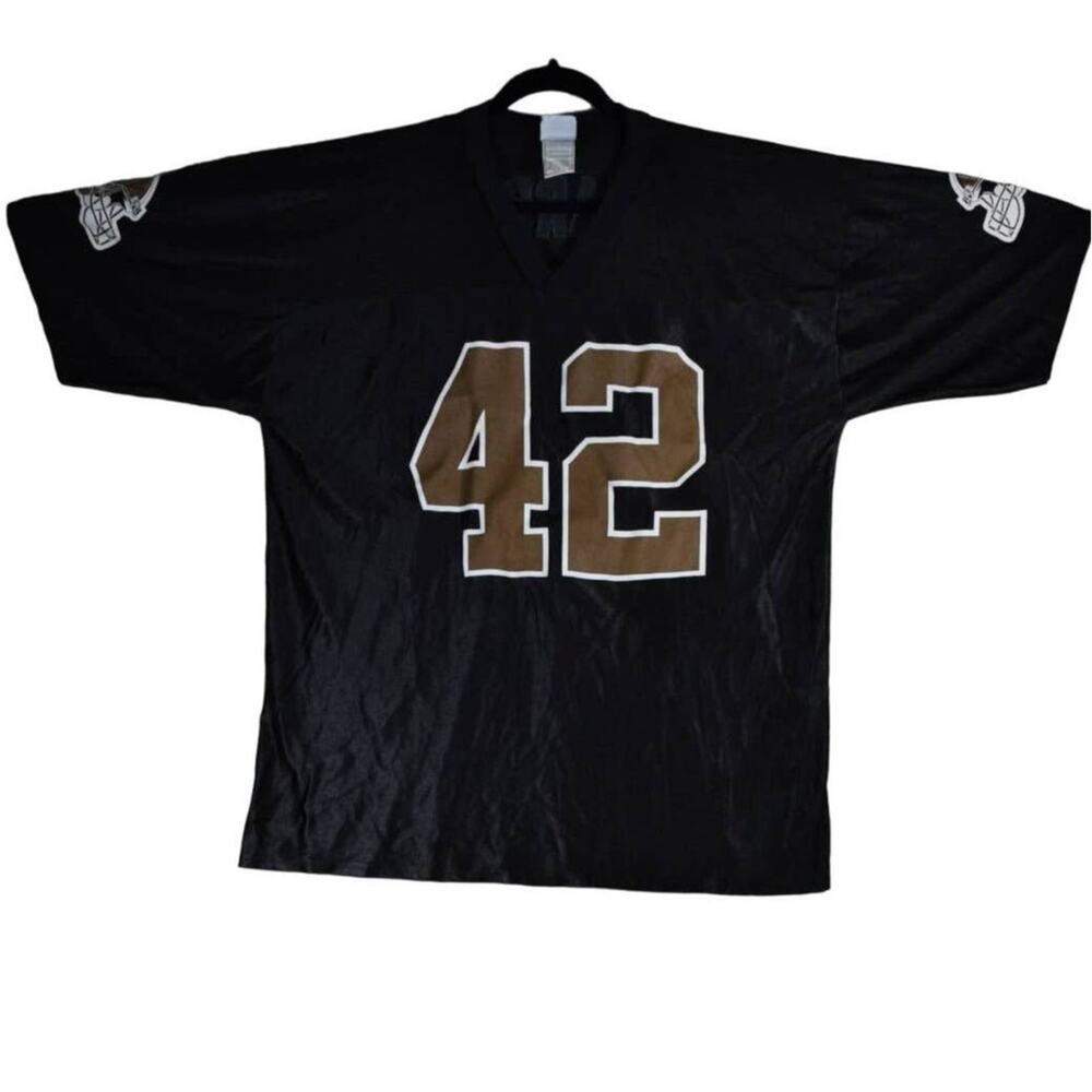 NFL TEAM APPAREL NEW ORLEANS SAINTS FOOTBALL SZ XL BLACK & GOLD SHARPER #42 EUC